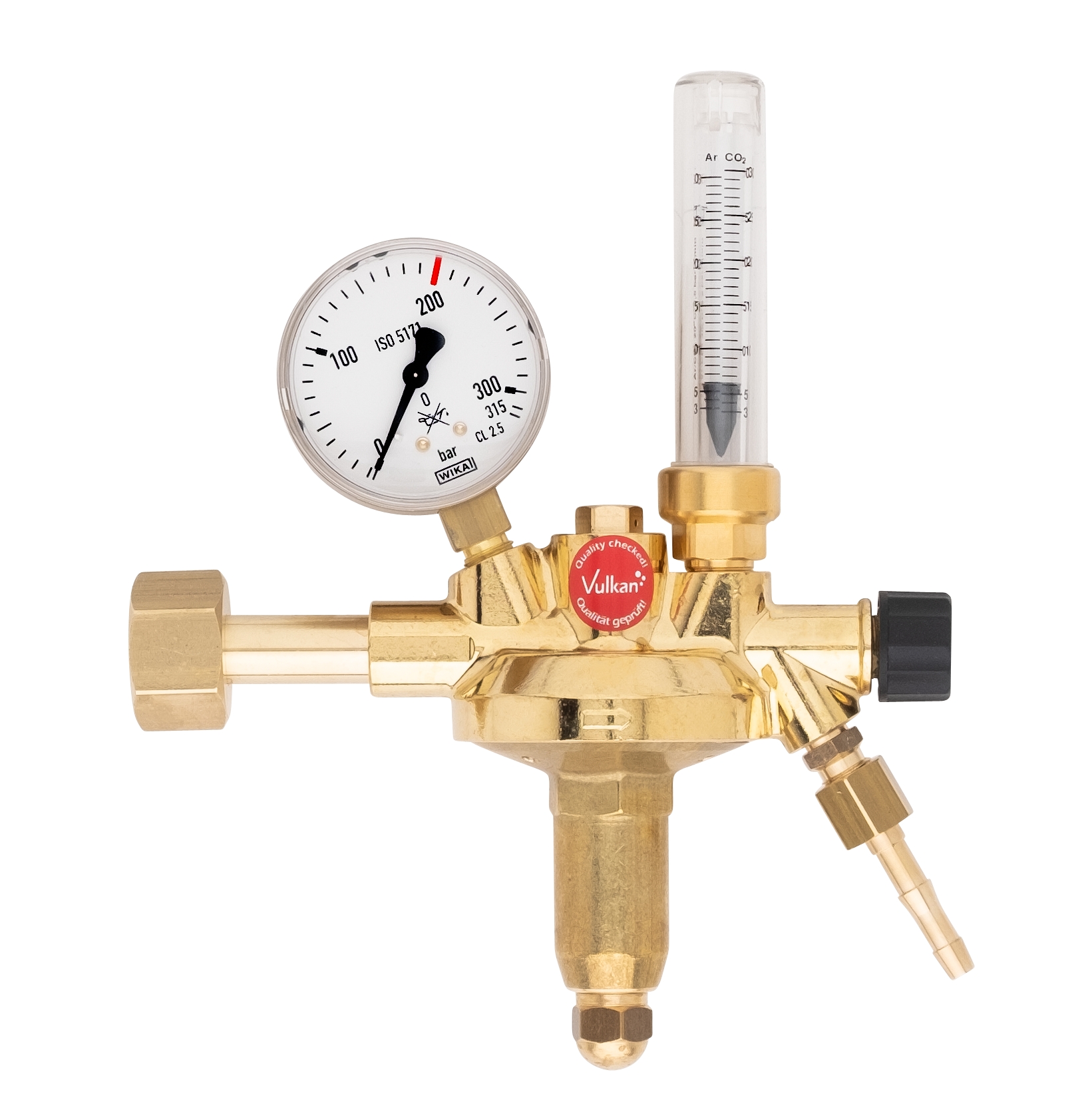Flaschendruckminderer mit Flowmeter Argon / CO2 1-30 Nl/min Vulkan F10/200F Effect
