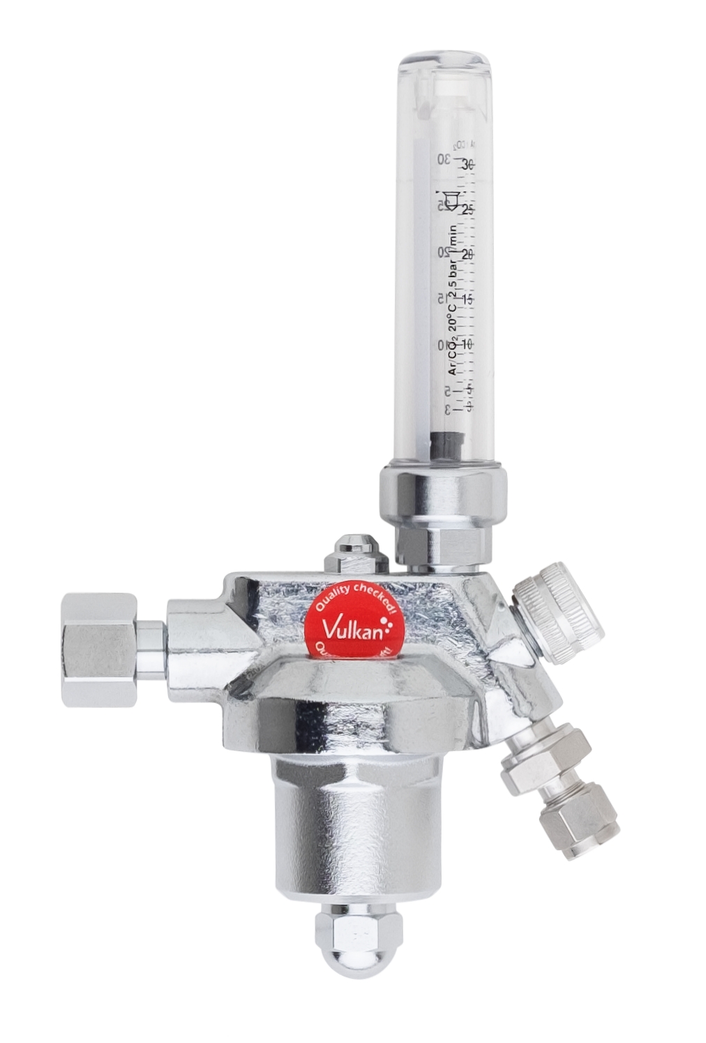 Entnahmestellendruckminderer mit Flowmeter Argon/CO2 1-15 Nl/min Vulkan E10F LabLine
