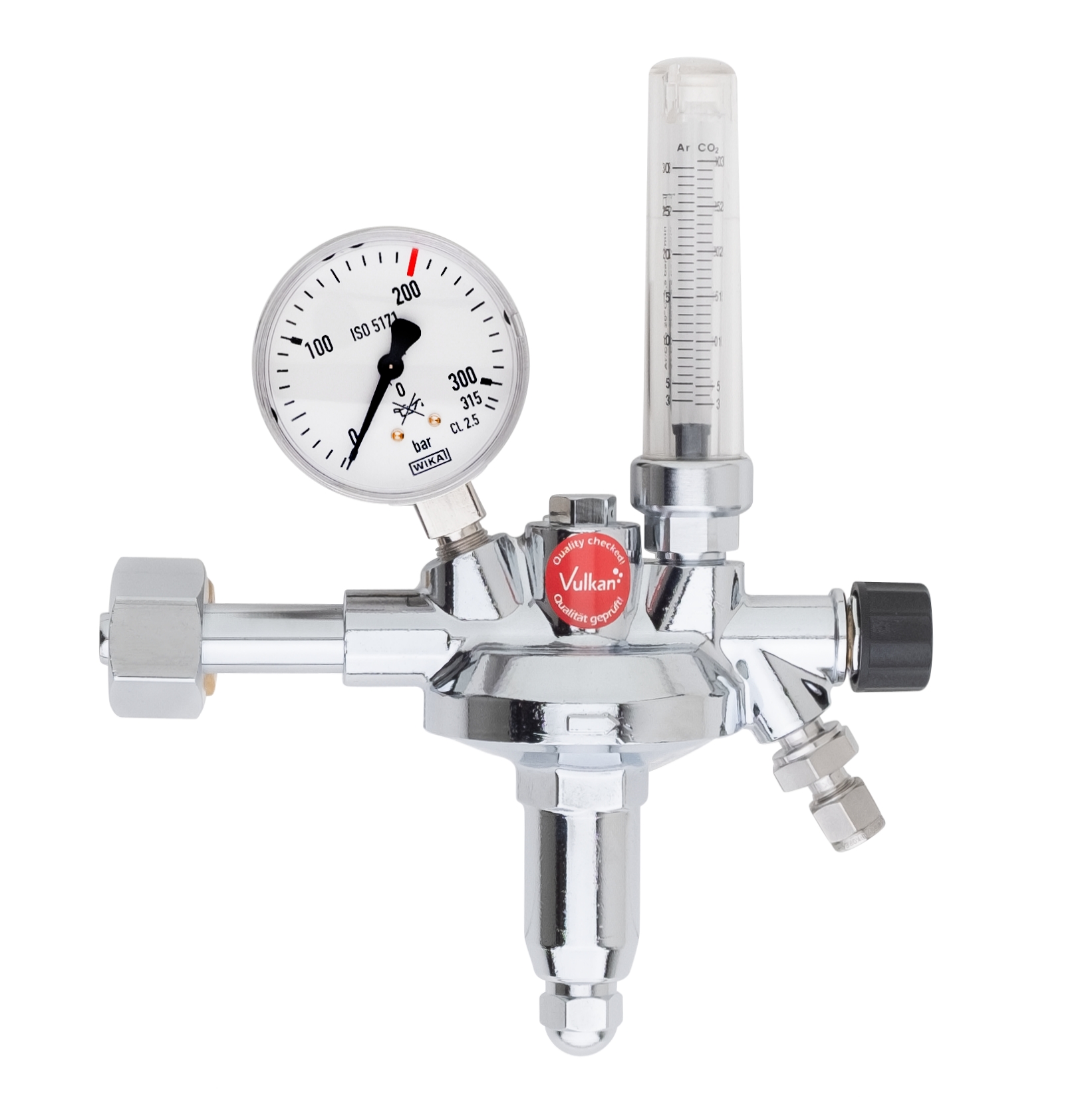 Flaschendruckminderer mit Flowmeter Argon/CO2 1-15 Nl/min Vulkan F10/200F Effect LabLine