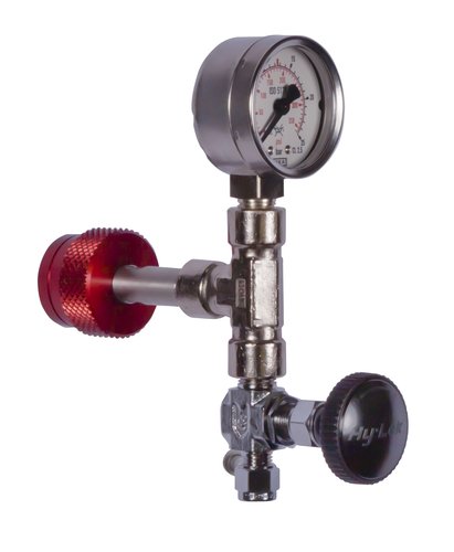 Flaschenentnahmeventil bis 70 bar, mit Manometer, DIN 477-1 Nr. 1